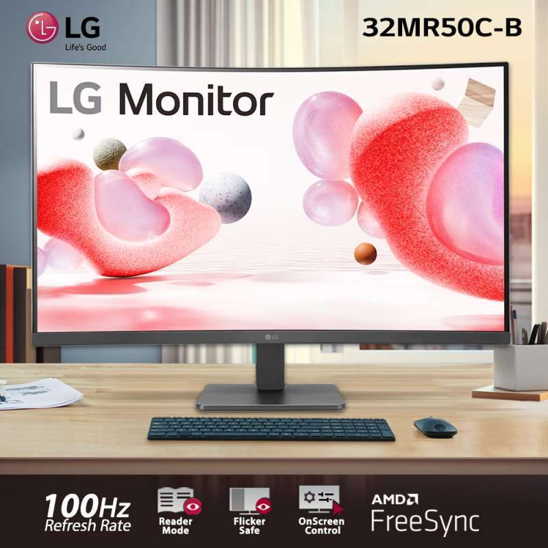 Jual LG 32MR50C LED Monitor 32 Inch Curved FullHD 100Hz Freesync Resmi