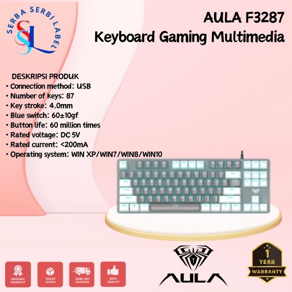 Jual Keyboard Gaming Mechanical AULA F-3287 TKL-AULA F3287 | Shopee ...