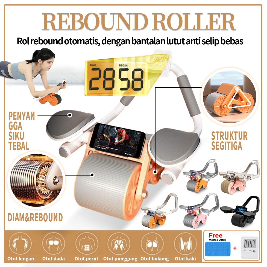 Jual Ab Wheel Ab Roller Wheels Plank Trainer 2in1 Abdominal Core Roller ...