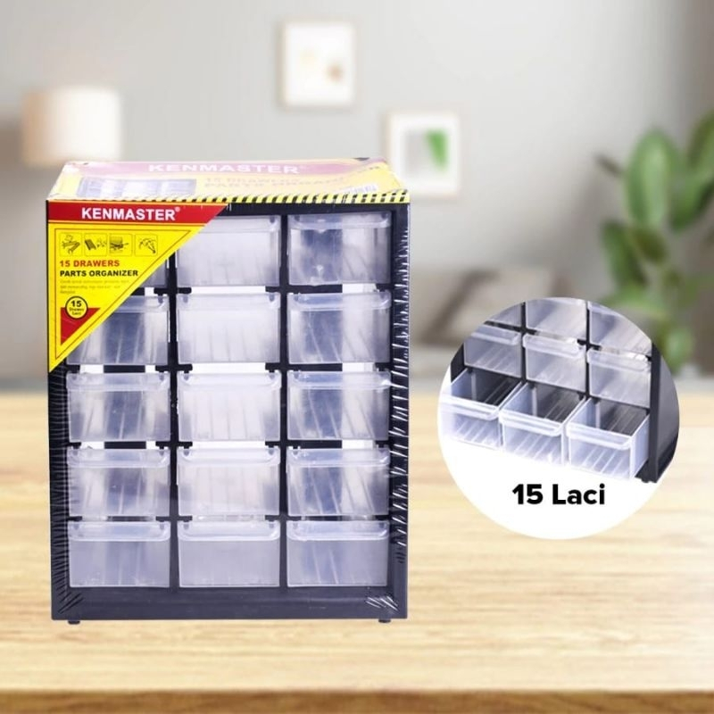 Jual Kenmaster Rak Komponen 15 Slot / Rak spearpart 15 Susun Kotak ...
