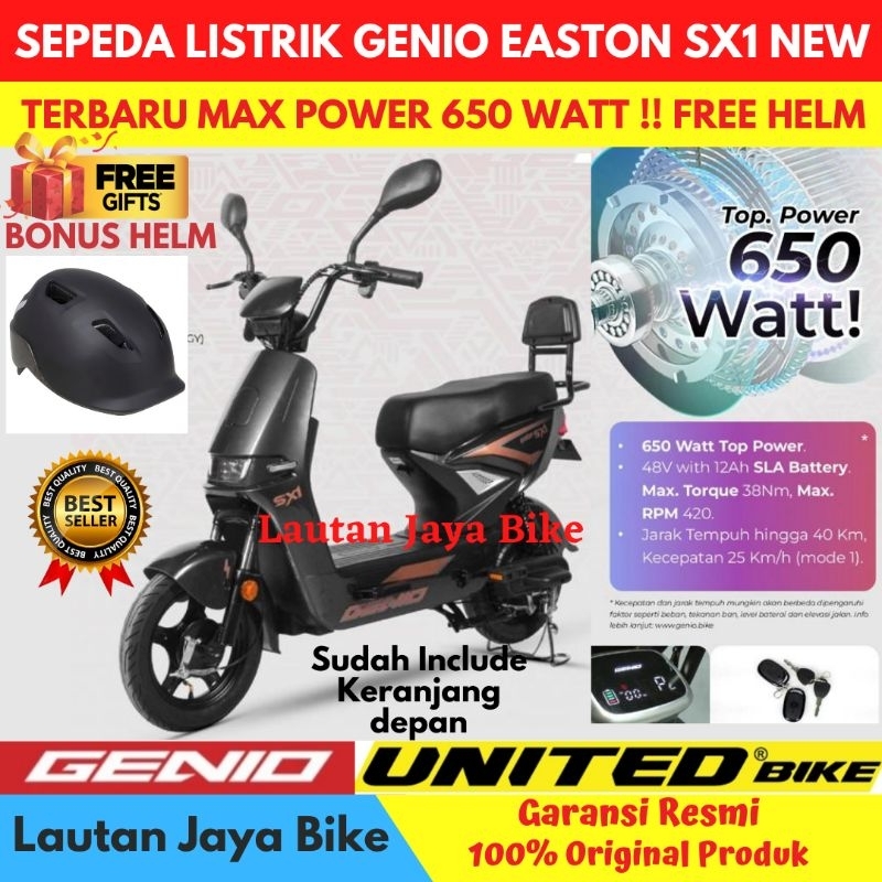 Jual Sepeda Listrik Genio Easton Sx Model Terbaru Free Helm Dan Bergaransi Resmi Shopee Indonesia