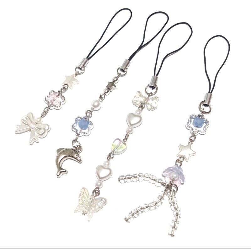 Jual Gantungan Hp Phone Strap/Phone Charm Pita Ribbon Bintang Star Black and White Shopee