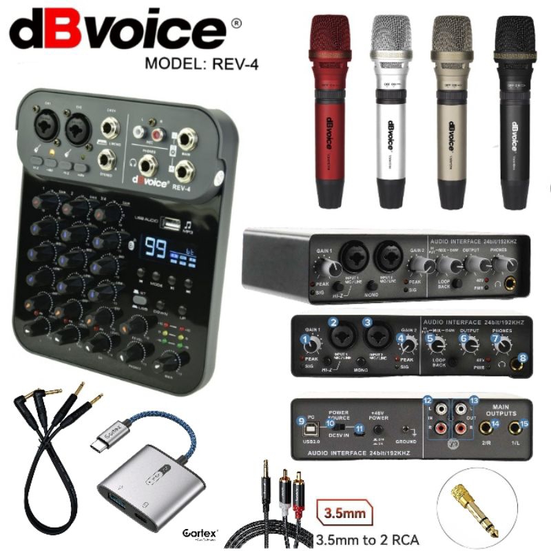 Jual Paket Lengkap Mixer dBvoice REV4 + Audio Interface Q24 + Mic Kabel
