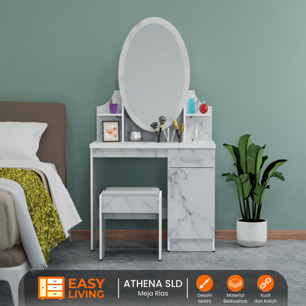 Jual Meja rias set kursi aesthetic kaca sliding series athena | Shopee ...
