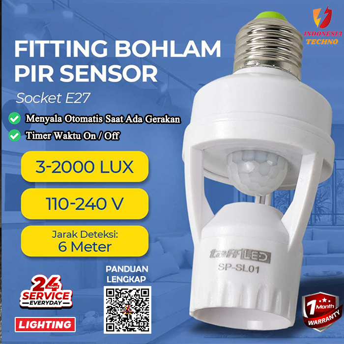 Jual Fitting Lampu Sensor Pergerakan Otomatis Pir Sensor E27 Setting ...
