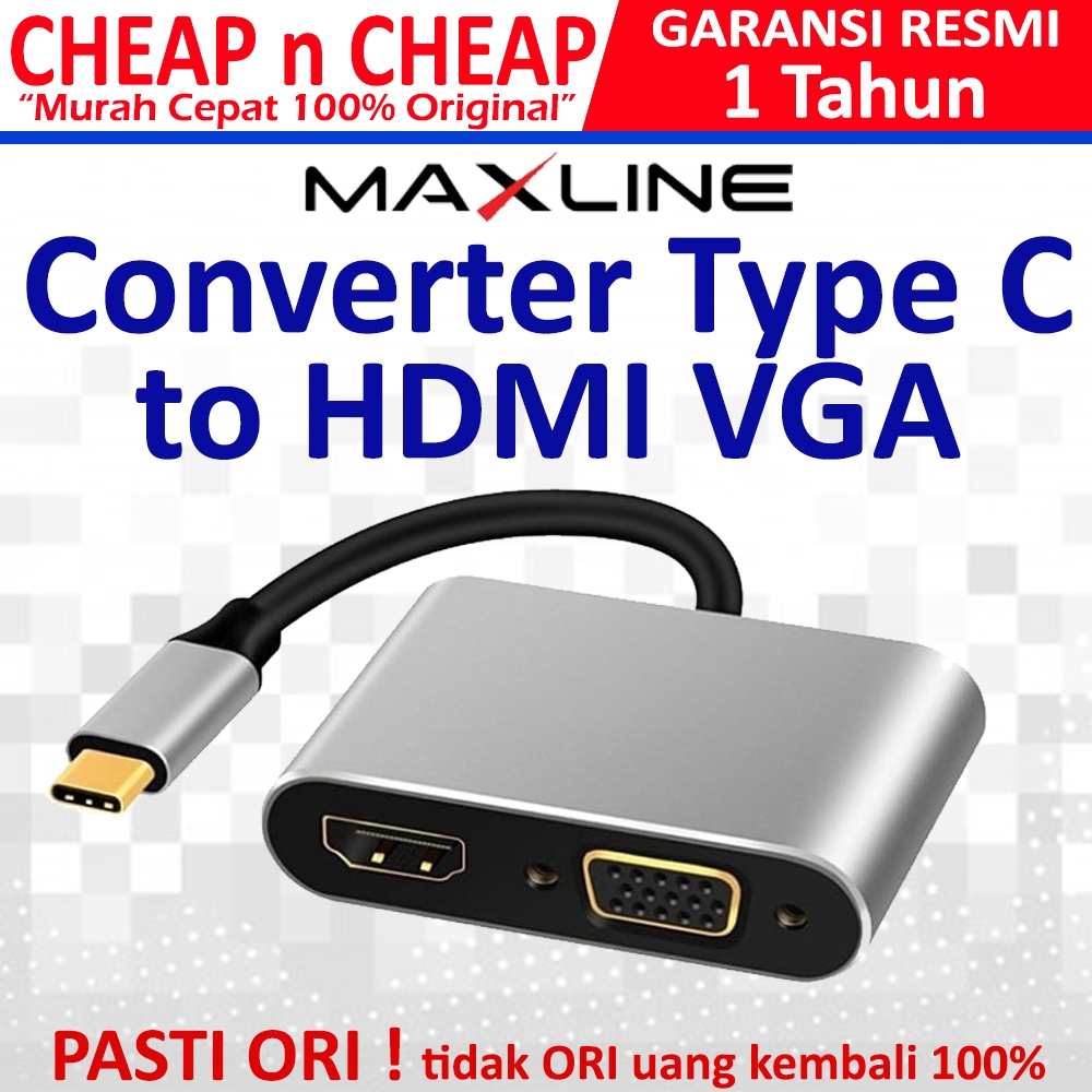 Jual Converter Type C to HDMI VGA Maxline | Shopee Indonesia