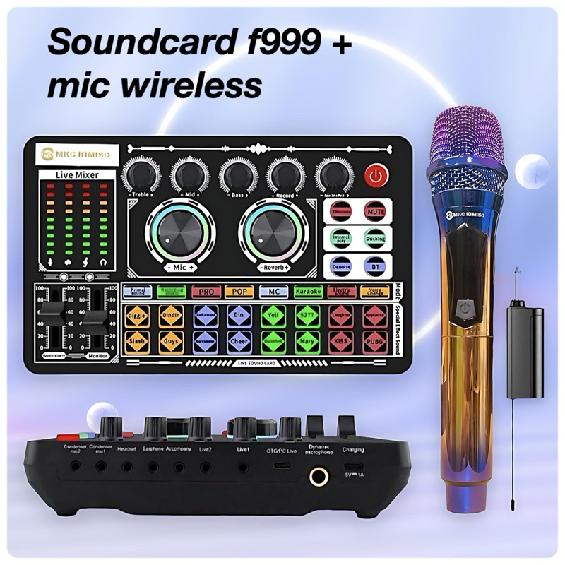 Gaming Equipment F999 Pro Audio Mixer - Bluetooth Sound Card With