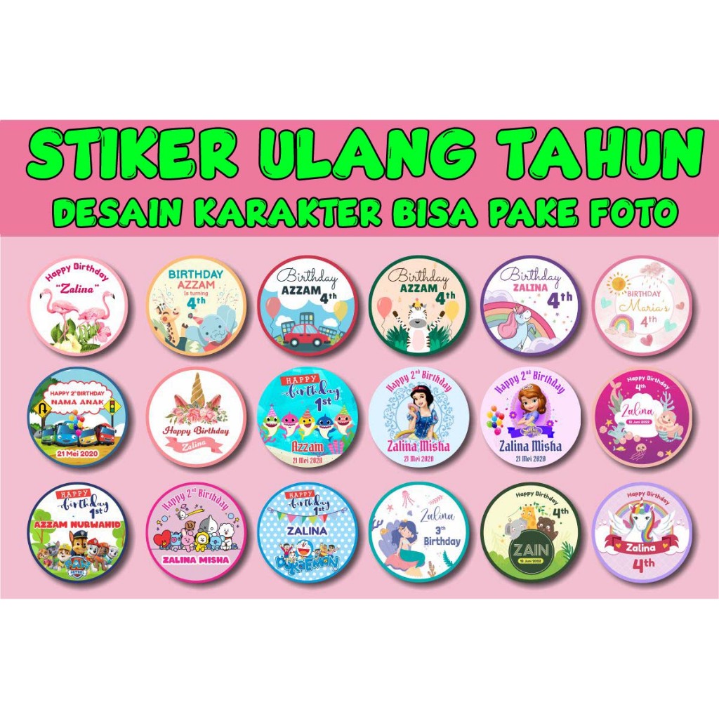 Jual STIKER ULANG TAHUN CUSTOM - STIKER ULTAH KARAKTER - STIKER ULANG ...