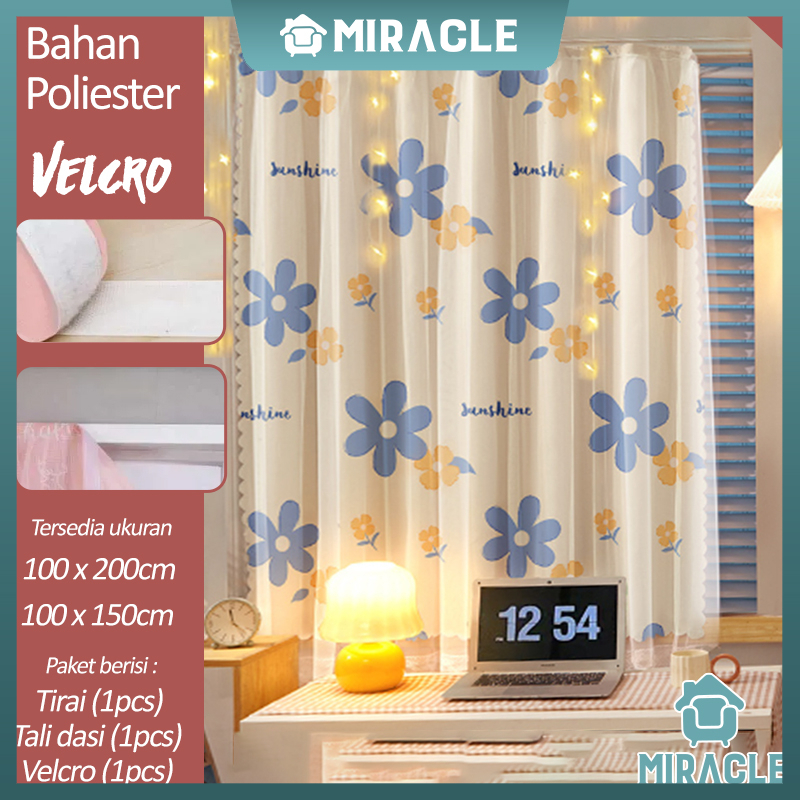 MIRACLE Tirai Hordeng Murah Berkualitas Jendela Gorden Magic Velcro Stiker dua sisi Tanpa Paku Pemasangan Gampang Dengan 2 UKURAN
