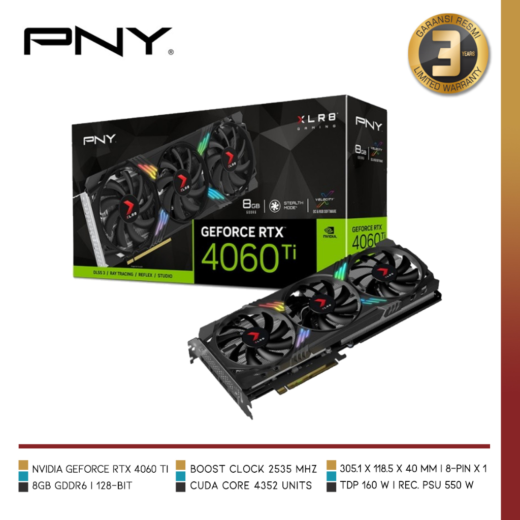 Jual PNY GeForce RTX 4060 Ti 8GB XLR8 Gaming VERTO EPIC-X RGB Triple ...