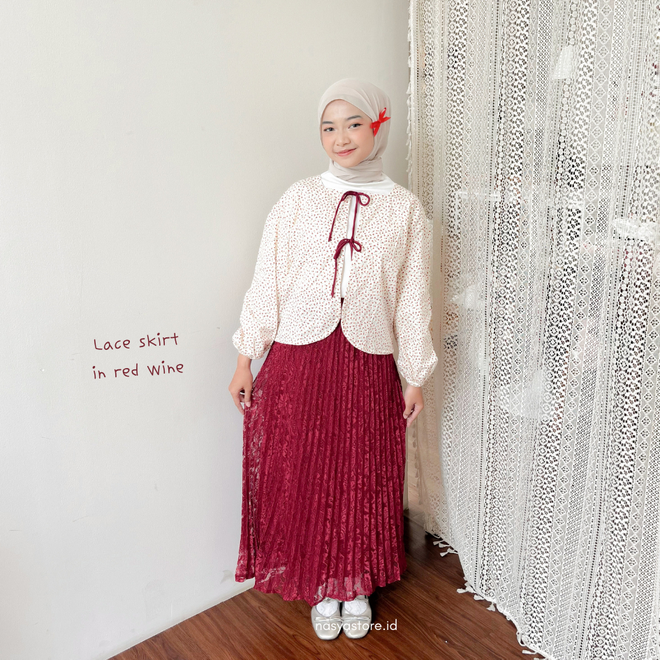 Jual Lace Pleated Skirt by nasya.id | Rok Brukat Wanita