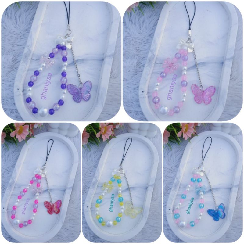 Jual straphone model pita/tali hp love/gantungan hp/tali hp motif kupu ...