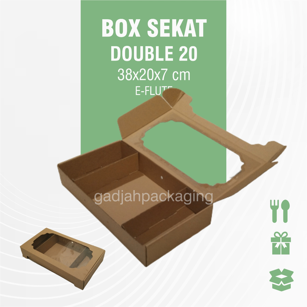 Jual BOX / DUS E-FLUTE WINDOW SEKAT DOUBLE / GANDA UKURAN 20 | Shopee ...