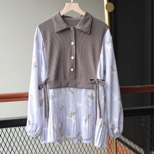 Jual IVONA BLOUSE KNIT MIX PLEATS | Shopee Indonesia