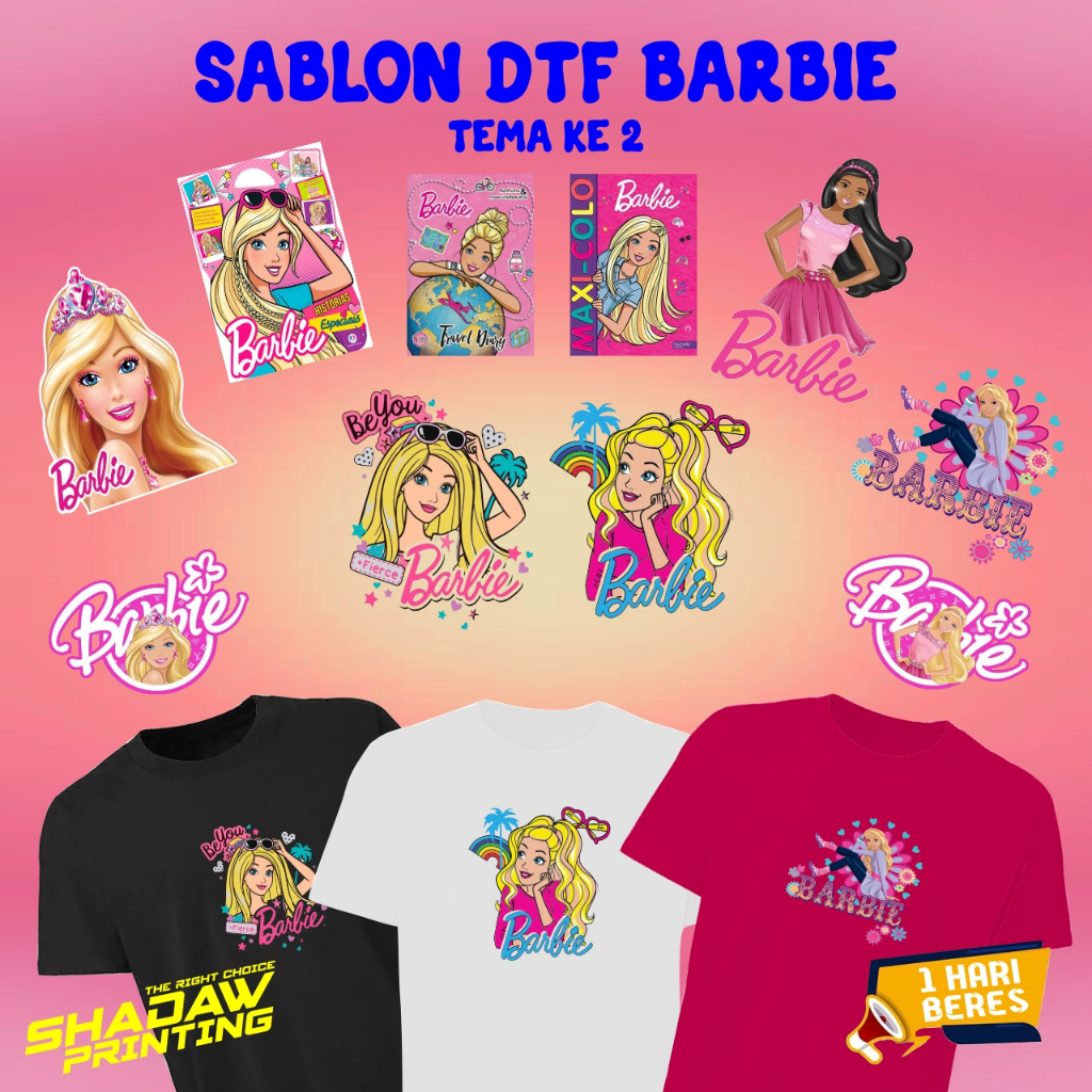 Jual Sablon Setrika Satuan Tema Barbie Part 1 Ukr 15cm Praktis Shopee