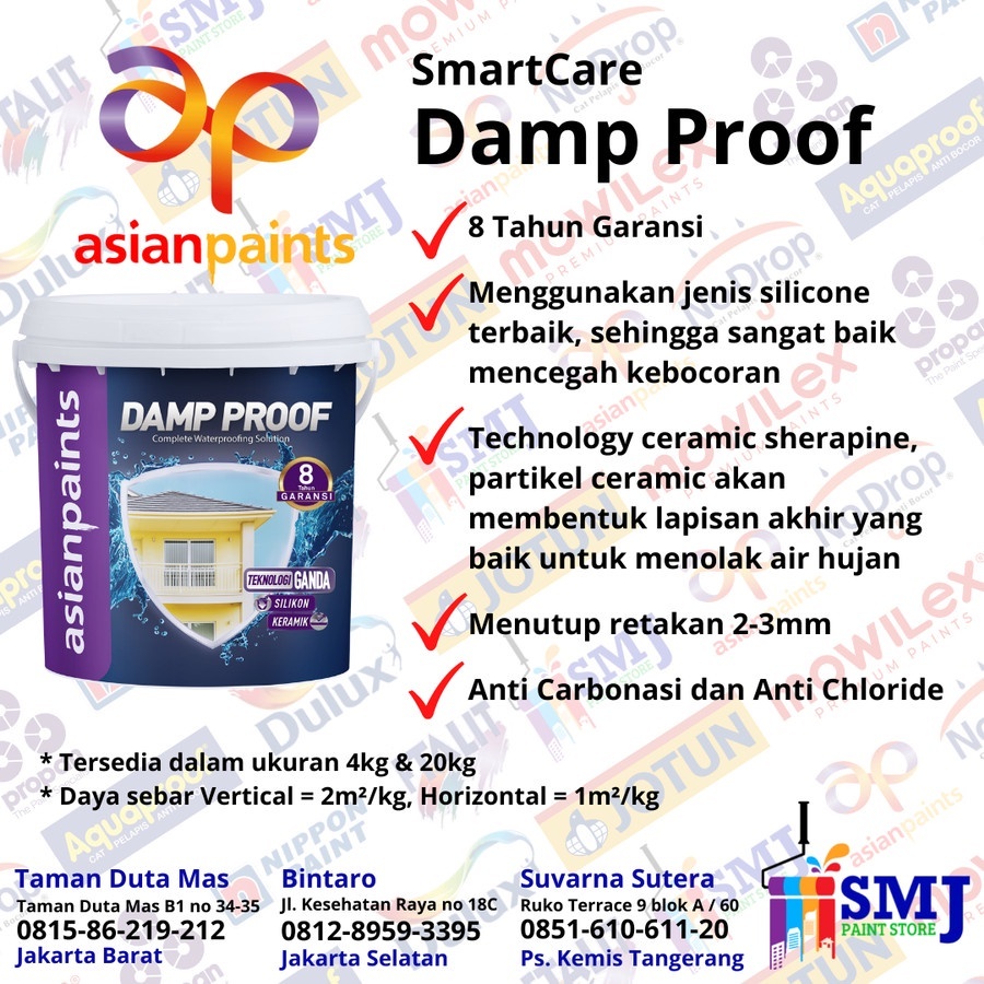 Jual CAT PELAPIS ANTI BOCOR ASIAN PAINTS SMART CARE DAMP PROOF 4kg