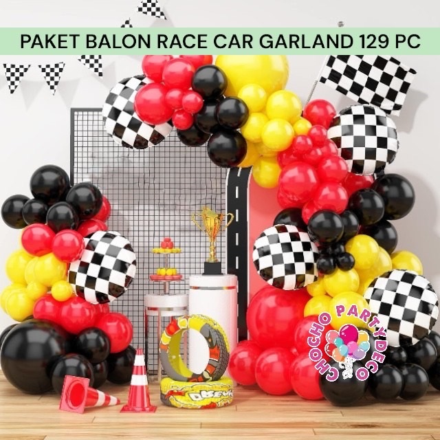Jual Paket Balon RACE CAR HOTWHEELS GARLAND 129pc / Dekorasi Ulang ...