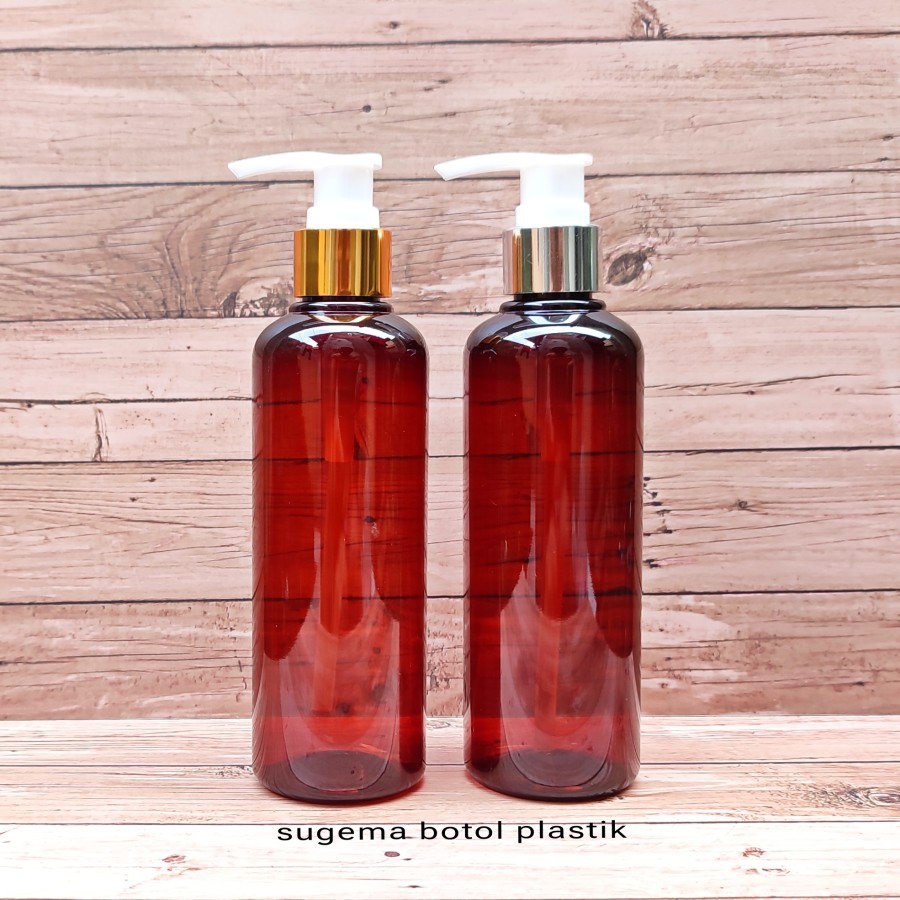Jual Botol Pump Lotion 250ml Plastik Pet coklat amber / Botol br 250 Ml ...