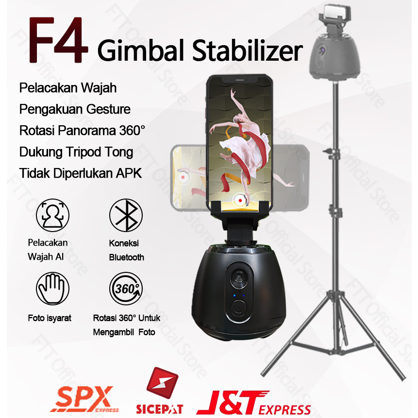 Jual F4 Gimbal Stabilizer Handphone AI Face Tracking Camera 360° Remote ...