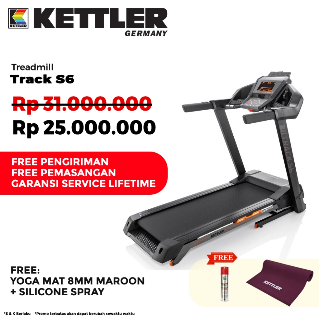 Jual Kettler Treadmill Electric Track S6 3 HP DC Cont Shopee Indonesia