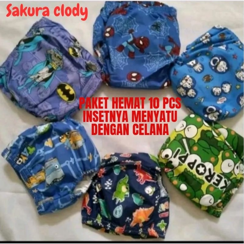 Jual Clody bayi Paket hemat 10 pcs /popok bayi cuci ulang /INSET