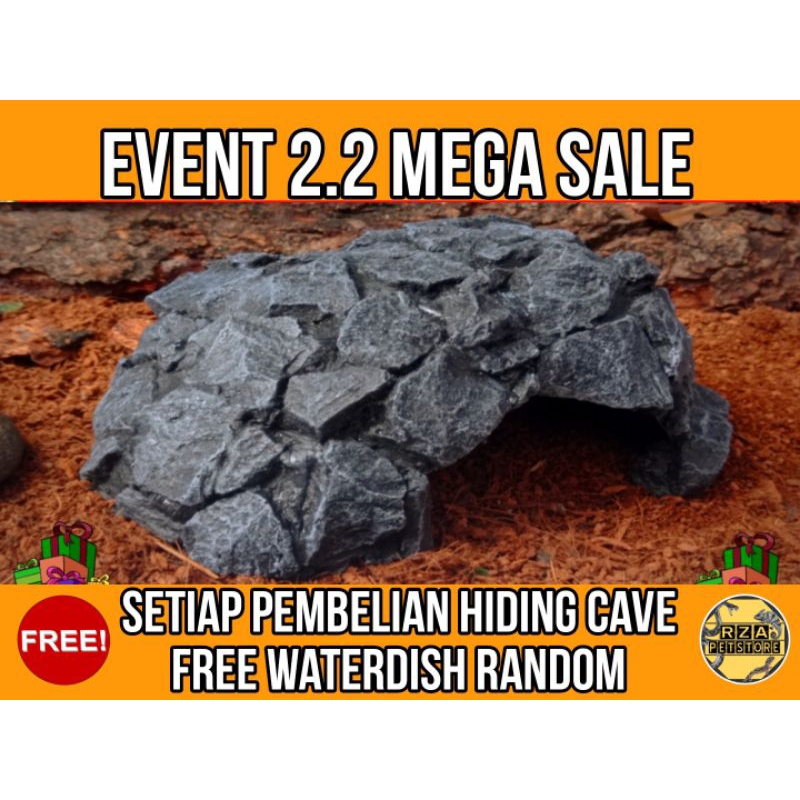 Jual hiding cave reptile natural rocks 2 pintu size " HIDINGCAVE