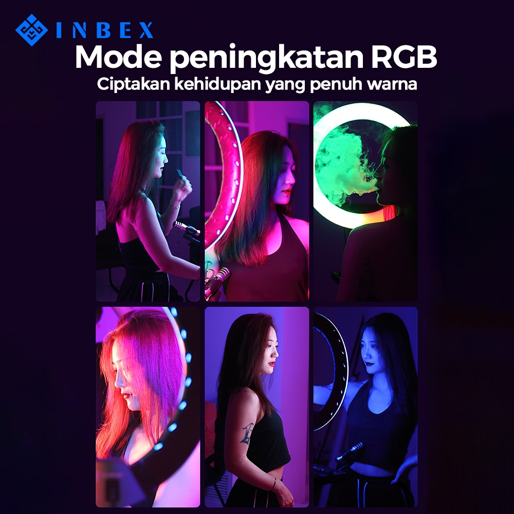 Jual INBEX Ring Light 26CM/36 cm LED Selfie Lampu 3 Modes 10 Level ...