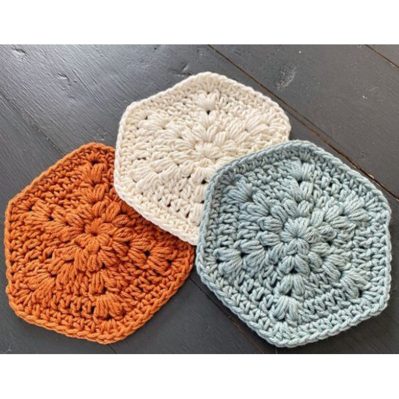 Jual Crochet Hexagon Puff Coaster | Tatakan Gelas Rajut (CUSTOM ...