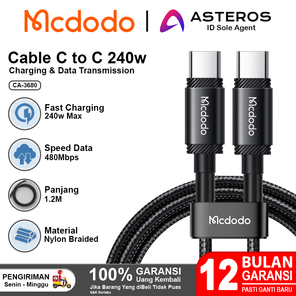 RVP+ USB C To USB C Cables 2-Pack - 240W Fast Charging & Data Transfer Nylon Braided