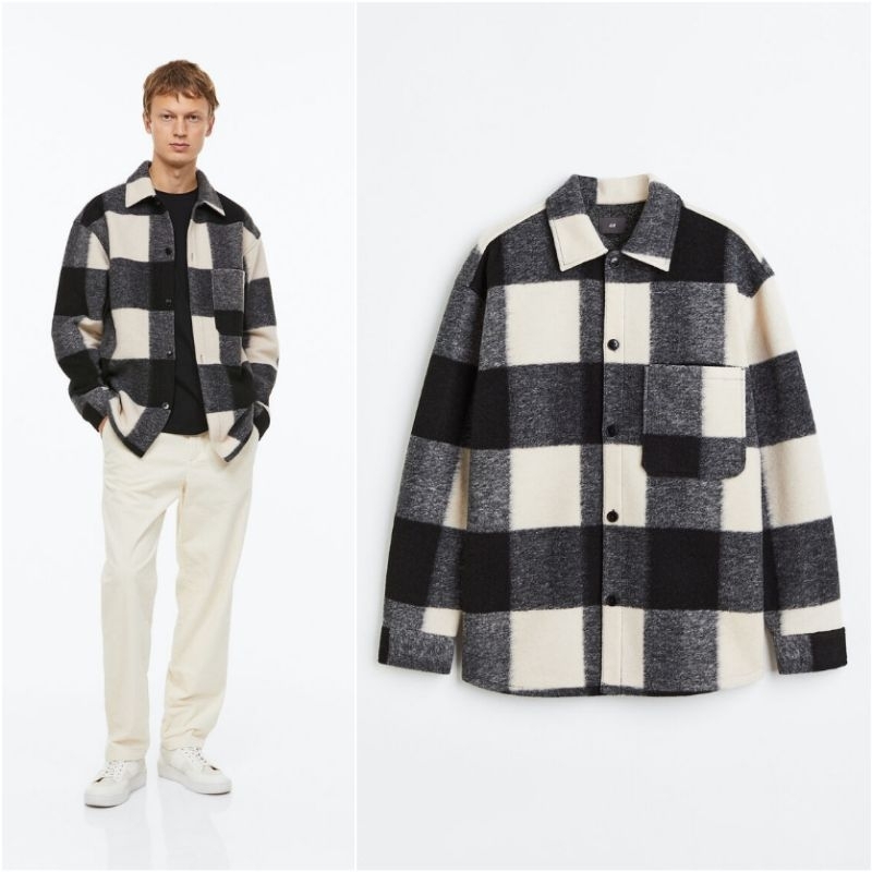 Jual Checked Shirt Jacket H&M Relaxed fit Overshirt New Original