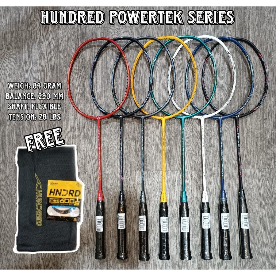 Promo New ! Raket Badminton Hundred Powertek 1000 Pro - BLK ORNGE RED