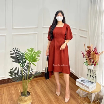 Leona Dress Wanita Midi Casual Lady Crush Premium