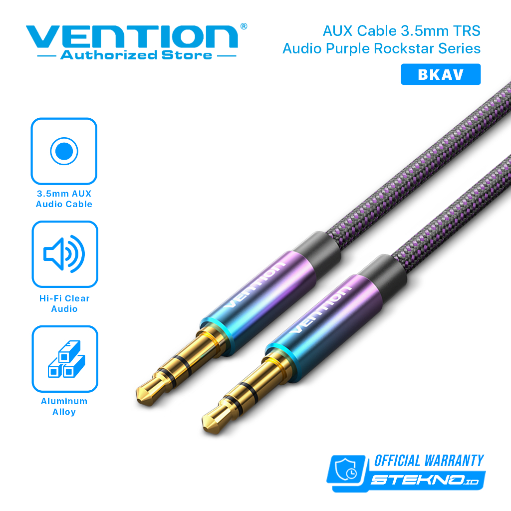 Jual Vention Kabel Aux 3 5mm Male To Male TRS Audio Cotton Braided