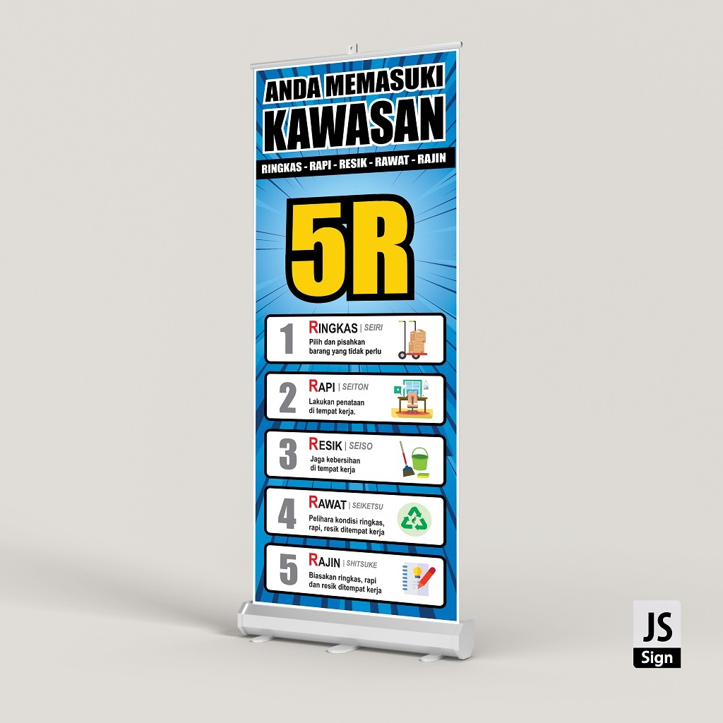 Jual ROLL BANNER SAFETY K3 - KAWASAN 5R | Shopee Indonesia