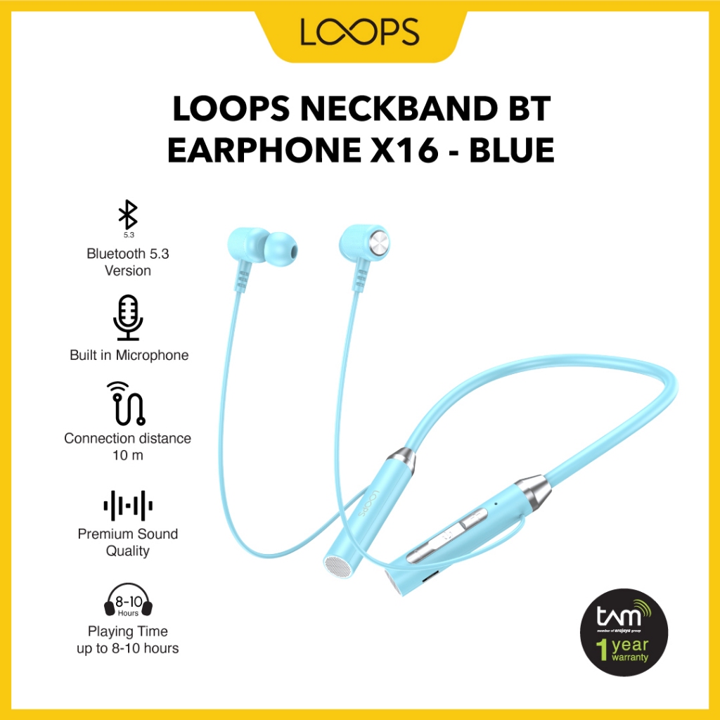 Jual Loops Neckband Bluetooth Earphone X Blue Shopee Indonesia