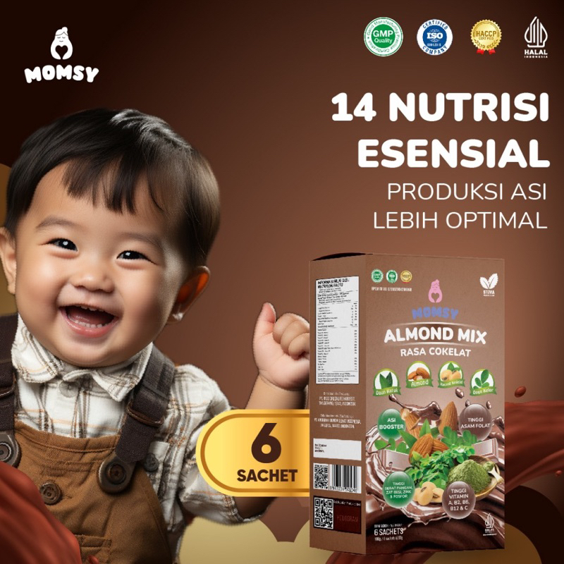 Jual Momsy Almond Mix Rasa Cokelat 6 Sachet Susu Asi Booster 