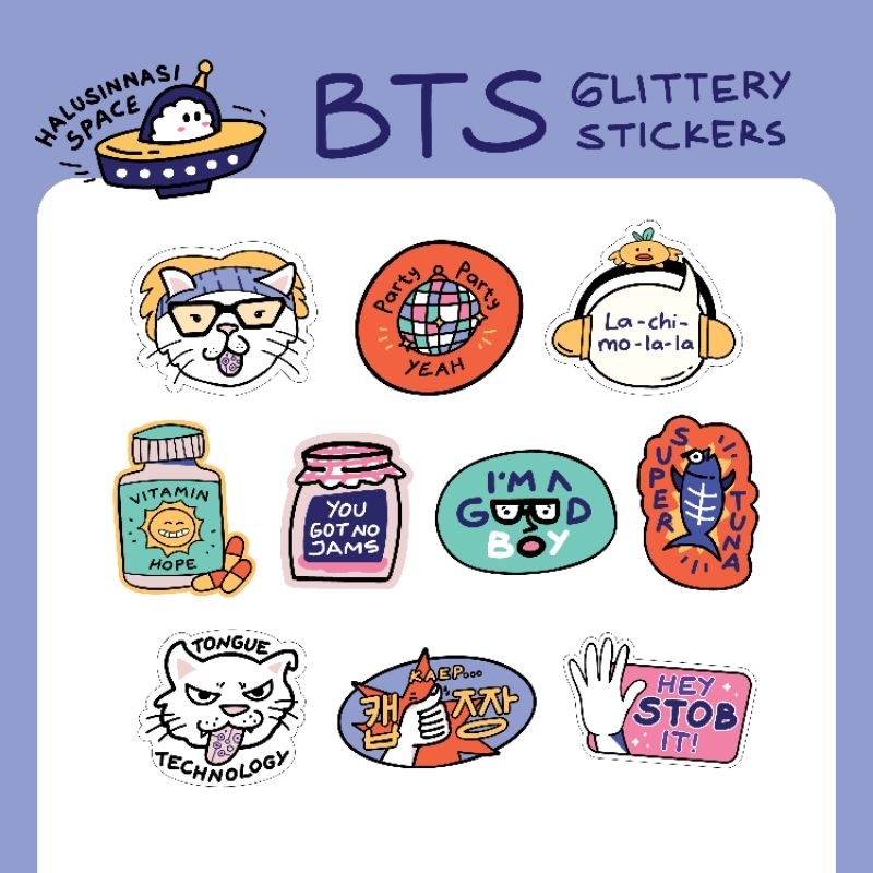 Jual BTS Core Glittery Stickers [BTS Series by Halusinnasi Space ...