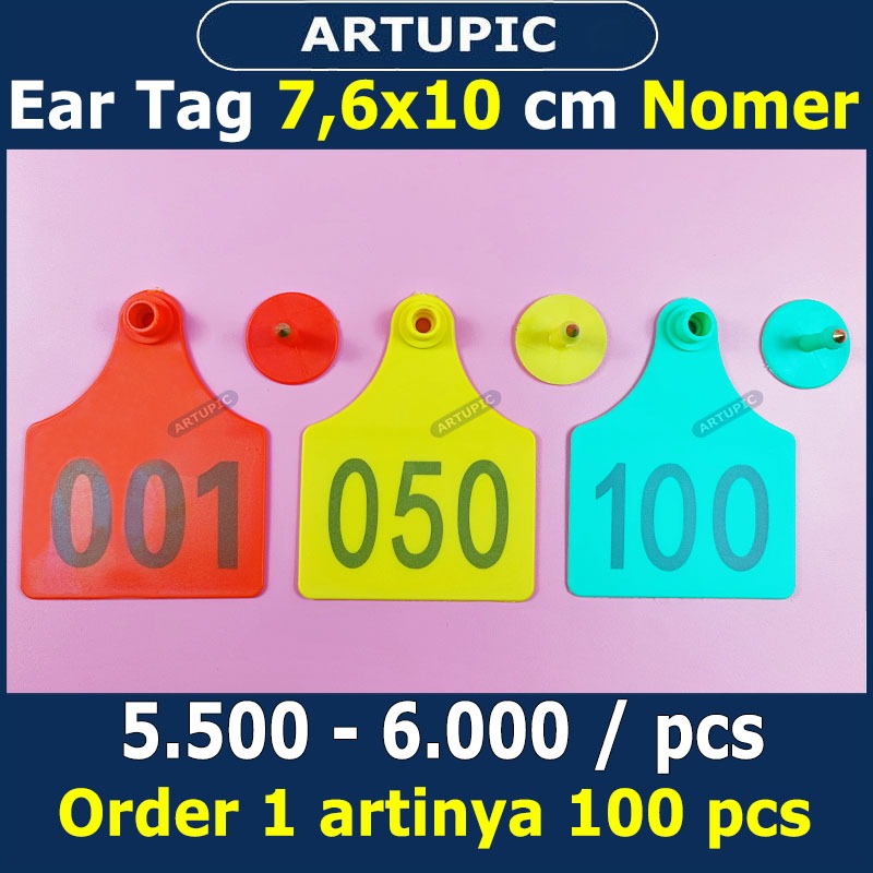 Jual Ear Tag 7.6x10 cm Nomer Per100 Eartag bisa jadi Kalung Leher Hewan ...