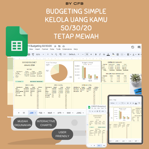 Jual Simpel Budget Tracker 50 30 20,Budget Spreadsheet,Sheets, Tracker ...