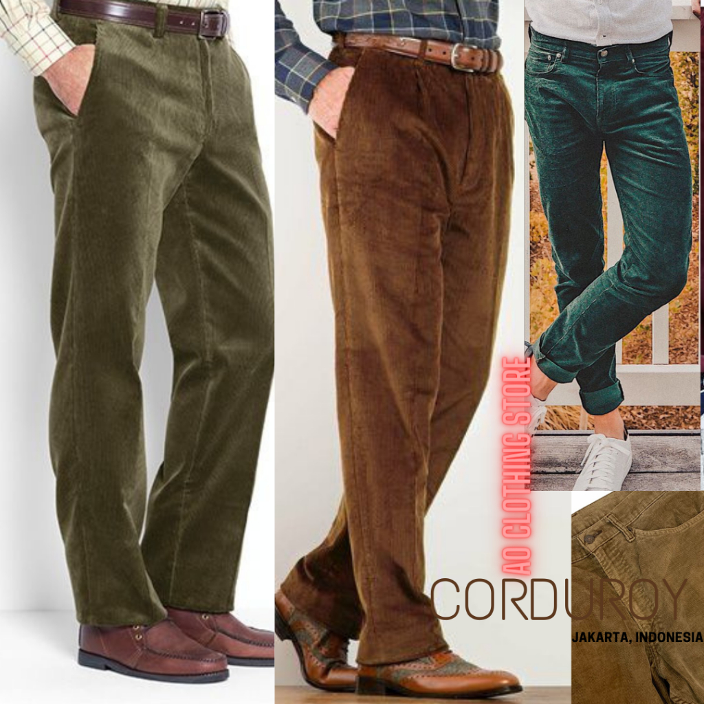 Jual Corduroy Celana Pria Regular - Korduroy Pants Vintage Washed ...