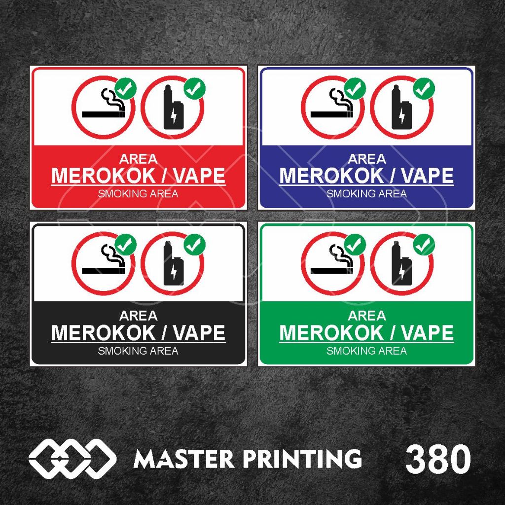 Jual 380 - Stiker Area Merokok/Vape, Sticker Vinyl, Premium, Tahan Air ...