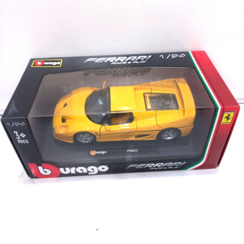 Jual Diecast Burago Ferrari F50 Kuning 1:24 | Shopee Indonesia