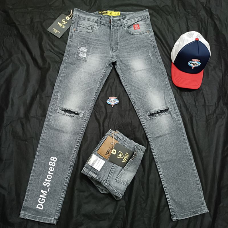 Jual Celana Jeans Skinny Slimfit Strech/Celana Sobek Pria Original