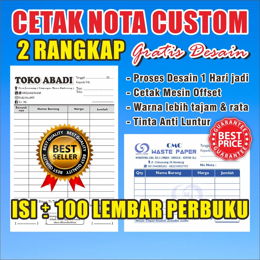 Jual Terlaris 14 F 2ply Nota Olshop Nama Sendiri Nota Custom 2 Rangkap Ukuran 14 Folio 2 5817