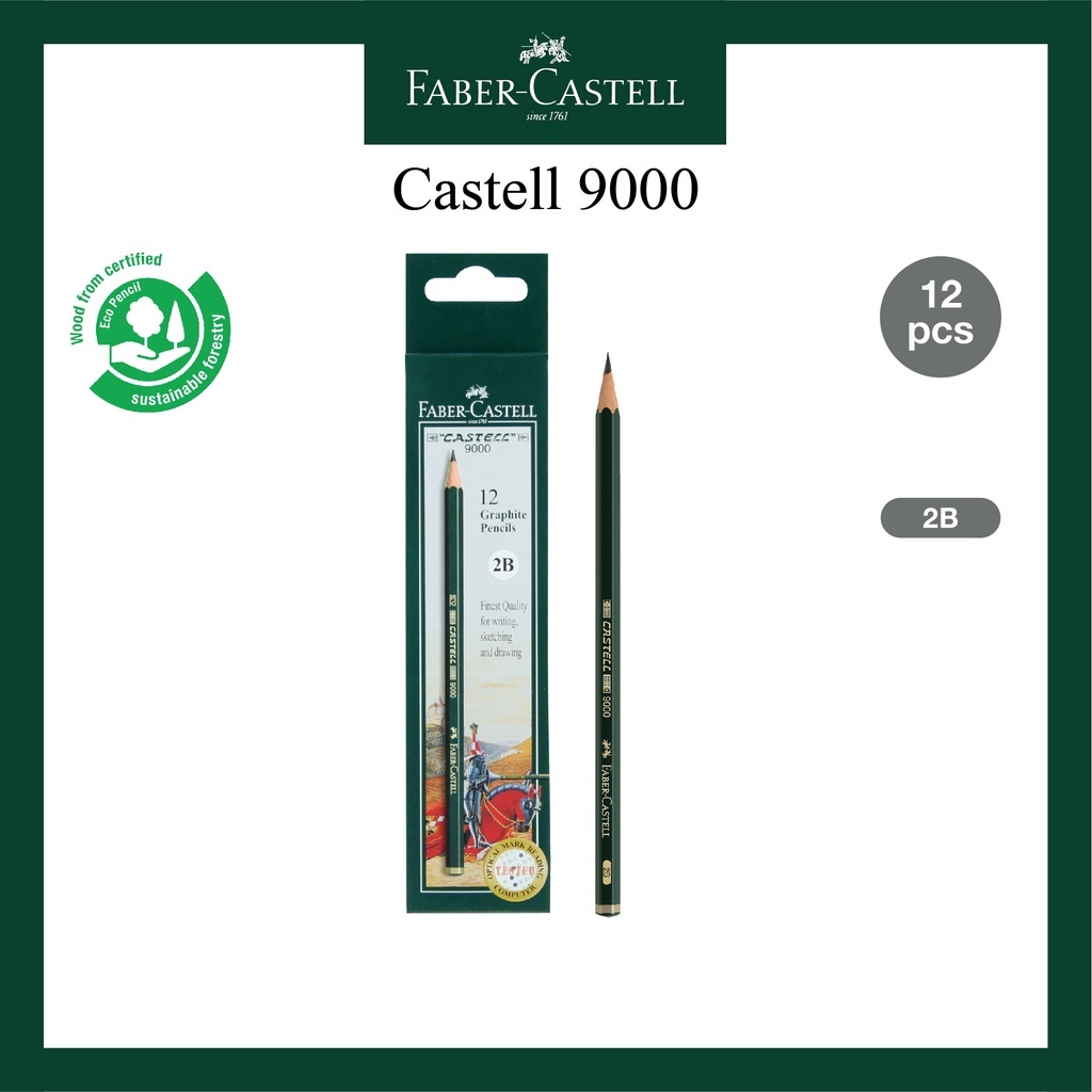 Jual Faber Castell Pensil 2B / B / 3B / 4H / 6 H / 5B Castell 9000 ...