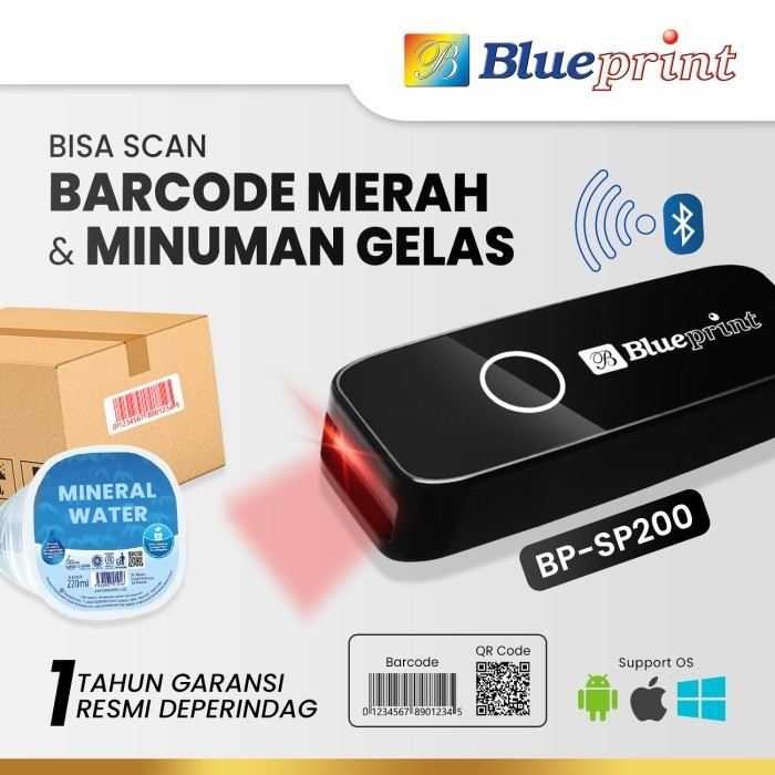 Jual Mini Barcode Scanner Portable BLUEPRINT 2D SP200 USB Bluetooth ...