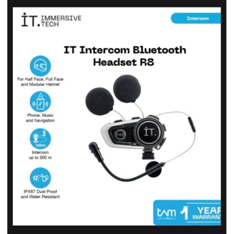 Jual Intercom IT R8 Garansi Resmi | Bluetooth Helm | Shopee Indonesia