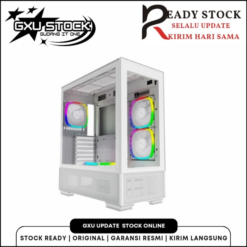 Jual Casing Montech SKY TWO WHITE Type-C Dual Glass High Airflow + 4 ...