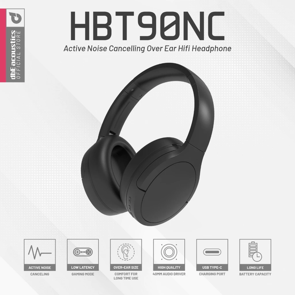 dbE HBT90NC Super Bass Over Ear Noise Cancelling Over Ear Headphone