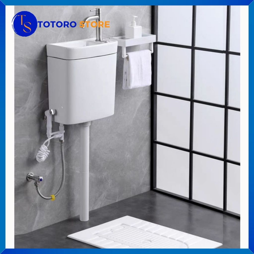 Jual Kloset Jongkok Set Flush Dengan Penutup Watertank Wastafel Keramik ...